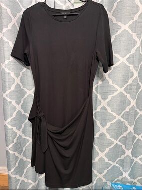 Tribal Black Short-Sleeve Side Knot Dress